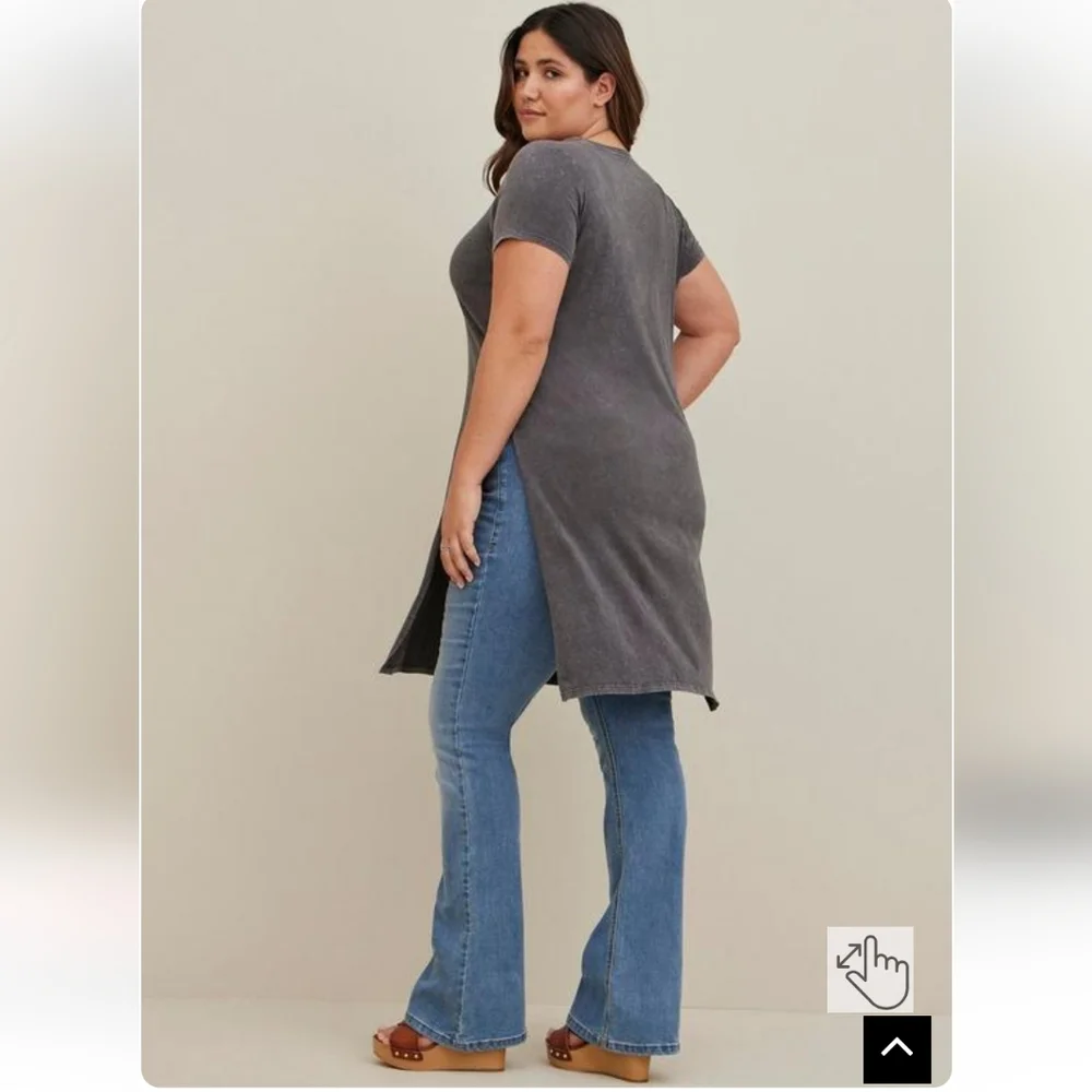 Host Pick🎊🎉Torrid Bon Jovi Gray Cotton Wash Split Tunic - Picture 5 of 7